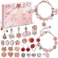 Adventskalender Schmuck Rosa 2024 Mädchen Frauen Weihnachtskalender 24 tolle Damen-Schmuck DIY - Rosa