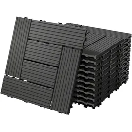 ECD Germany WPC Terrassenfliesen Anthrazit 30 x 30 cm 44 St.