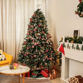 Yorbay Künstlicher Weihnachtsbaum Tannenbaum mit Ständer für Weihnachten-Dekoration (Weihnachtsbaum mit Schnee, 180cm)