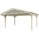 SKANHOLZ Carport Westerwald 5,70 x 5,41 m eiche hell inkl. Regenrinne, Pfostenanker