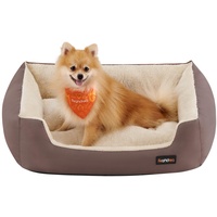 Feandrea Hundebett, Hundekorb mit Wendekissen, 70 x 55 x 21 cm, braun PGW03Z