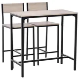 Homcom Bartisch Set 3-teilig, Esstisch mit 2 Stühlen mit Rückenlehne Küchentisch für Esszimmer, Barmöbel, Barschränke -
