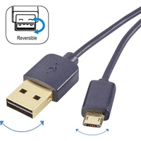 Renkforce USB-Kabel USB 2.0 Micro-B Anschlusskabel mit Wende-Stecker, 1m