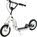 Homcom Kickboard mit Luftreifen 12 Zoll Gummi Aluminium Weiß 120 x 58 x 80-85 cm