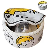 ZHUIYIWIN Katzenhöhle, Katzenbetten, Katzenhaus, Kuschelhöhle für Katzen, Bequemer Katzenschlafplatz für Katzen Kätzchen Welpen, Plüsch Katzenhaus Indoor für Katzen Kätzchen (Gelb, S)
