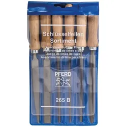 PFERD Schlüsselfeilen-Set mit Holzheft 6-tlg. 100mm Hieb 2 für filigrane Feilarbeiten (11706100)