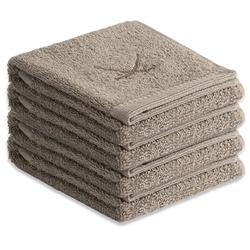 Sansibar Sylt Gästehandtücher Sansibar Sylt Handtuch Gästetuch Frottier-Serie Classic (Set, 4-tlg), mit hochwertiger Sansibar Säbel-Stickerei braun