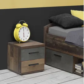 Forte Winnie grau old wood vintage, betonoptik dunkel grau), B:37,6cm H:38,6cm T:34,7cm, FSC-zertifizierter Holzwerkstoff, Sideboards, Nachtkonsole