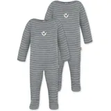 Normani Outdoor Sports 2er Pack Baby Merino Strampler „Levin" in Grau gestreift | Gr.: 68