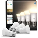 Philips Hue White E27 LED Glühbirne, 810lm, warmweiß, dimmbar, steuerbar via App, kompatibel mit Amazon Alexa (Echo, Echo Dot), 4er Pack, neue Generation