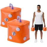 DEIRIS Wasser Hanteln set, Wasser Gewichte Training, Reisehanteln, Würfel mit übungen Sport 7 kg/Paar, Workout Würfelspiel für Rumpftraining, Krafttraining