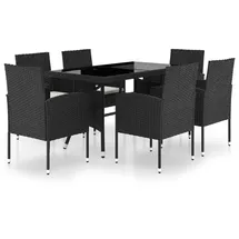 vidaXL Polyrattan Garten-Essgruppe 7-tlg. schwarz 3059419