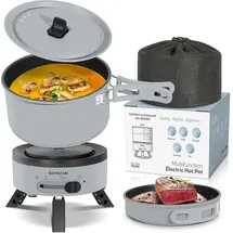 HOMECALL Enfrifam Elektrische Multipfanne Elektrische Hot Pot, Multikocher, Elektrische Pfannen, Campingkocher 700,00 W, Fondue Set, Ideal Für Büro Wohnheime Hotels Reisen Wohnwagen-grau(2 St Pot)