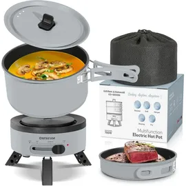 HOMECALL Enfrifam Elektrische Multipfanne Elektrische Hot Pot, Multikocher, Elektrische Pfannen, Campingkocher 700,00 W, Fondue Set, Ideal Für Büro Wohnheime Hotels Reisen Wohnwagen-grau(2 St Pot)