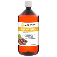 Mea Vita VitaFeel Bio Jojobaöl Gold 1000 ml | 100% rein & kaltgepresst - Feuchtigkeitspflege für Haut & Haare | Trägeröl für Massage & Aromatherapie - trockener Haut & Kopfhaut