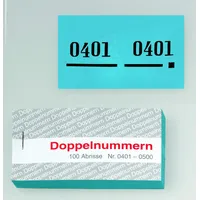 WOLF & APPENZELLER Doppelnummernblöcke 0001-0100, 0101-0200, 0201-0300, 0301-0400, 0401-0500, blau, 5 Blöcke