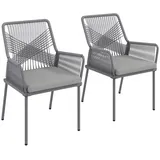 Outsunny 2er Set Gartenstuhl Rattan Gartenmöbel mit Armlehne Rückenlehne abnehmbar Sitzkissen wetterfest Outdoor Essstühle Gartenstühle Balkonstuhl