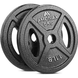 Amonax AMONAX Gusseisen Hantelscheiben Set, 2,5kg, 5kg, 10kg Hantel Set für 25mm & 50mm Olympia Gewichte Hantel Bar, Metall Hantelscheiben für Gewichtheben und Hip Thrust, Hantelscheiben für Home Gym