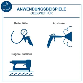 SCHEPPACH Kompressor HC10-Twin 8 bar 2×3,75L Set Spiralschlauch & Reifenfüller