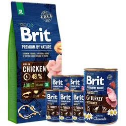 BRIT Premium By Nature Adult XL 15kg + Brit Turkey With Liver 6x400g