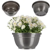 Kadax Schale aus Kunststoff, Blumenschale, wetterfester Pflanzkübel für Außen, Grabschale, leichte Kugelschale für Blumen, Pflanzschale (⌀ 13 cm, Grafit)