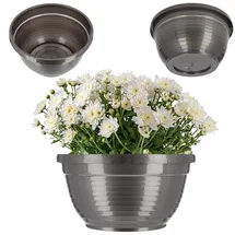 Kadax Schale aus Kunststoff, Blumenschale, wetterfester Pflanzkübel für Außen, Grabschale, leichte Kugelschale für Blumen, Pflanzschale (⌀ 13 cm, Grafit)
