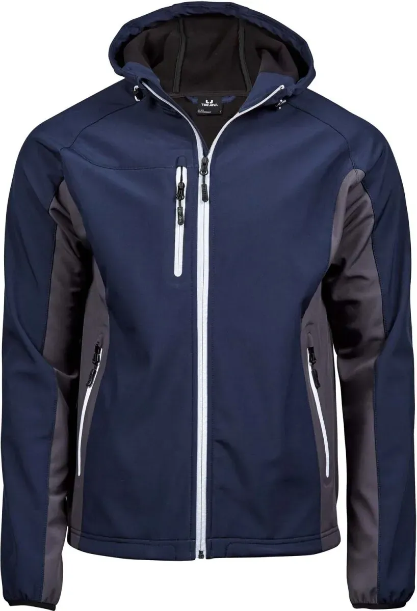 Tee Jays Herren Kapuzen 3-Lagen Softshell Jacke Softshell-Jacke 9514 navy/dark grey (solid) S