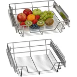 AufuN 2 Stücke Teleskopschublade Ausziehbare Schrankauszug Ablage Küchenschublade Regal Schlafzimmerschublade Küchen Korbauszug (Für 50cm Schränke)