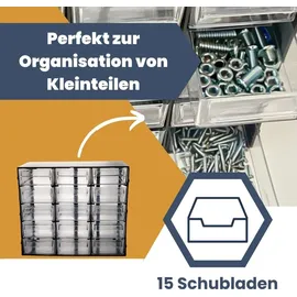 GarPet Sortimentskasten Kunststoff 15 Fächer schwarz