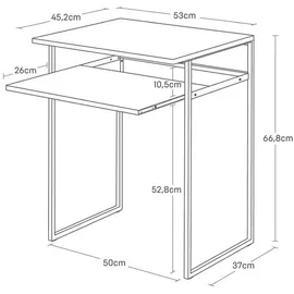 Yamazaki Beistelltisch, weiß, Metall, Echtholz, 53x66x45 cm Wohnzimmer, Wohnzimmertische, Beistelltische
