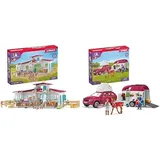 SCHLEICH 42567 Reiterhof, für Kinder ab 5-12 Jahren, Horse Club - Spielset & 42535 Abenteuer mit Auto und Pferdeanhänger, für Kinder ab 5-12 Jahren, Horse Club - Spielset