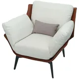 Mendler Sessel HWC-L82, Lounge-Sessel Cocktailsessel Polstersessel Relaxsessel, Kunstleder Stoff/Textil Metall ~ dunkelbraun