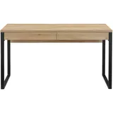 OTTO home Schreibtisch OTTO HOME "Moid, Computertisch im modernen Design", schwarz (eiche natur, schwarz, schwarz, eiche natur), B:140cm H:77cm T:60cm, Tische, Schreibtisch, Breite 120/140/160 cm, mit Metallbeinen & Schublade