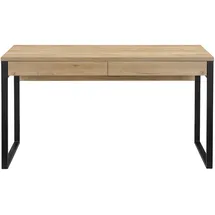 OTTO home Schreibtisch OTTO HOME "Moid, Computertisch im modernen Design", schwarz (eiche natur, schwarz, schwarz, eiche natur), B:140cm H:77cm T:60cm, Tische, Schreibtisch, Breite 120/140/160 cm, mit Metallbeinen & Schublade