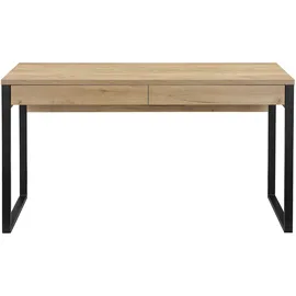 OTTO home Schreibtisch OTTO HOME "Moid, Computertisch im modernen Design", schwarz (eiche natur, schwarz, schwarz, eiche natur), B:140cm H:77cm T:60cm, Tische, Schreibtisch, Breite 120/140/160 cm, mit Metallbeinen & Schublade
