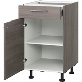KOCHSTATION Unterschrank KS-Trea US40 mit einem Auszug und einer Tür, Einlegeboden, Breite 40 cm, Höhe 75 cm grau