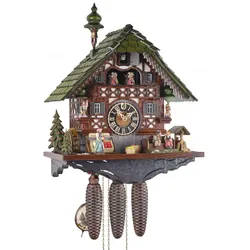Hönes -Kuckucksuhr 8 Tage Laufwerk Musik Schwarzwaldhaus küssendes Paar 48cm- 86770T