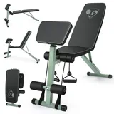 Hantelbank Klappbar, 7-fach Rückenlehne und 6-fach Verstellbare Trainingsbank, Rücken/Flach/Bauchlage, Hantelbank Verstellbar ideal für Zuhause oder Fitnessstudio (Wasserdichtes PU-Leder)