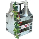 DanDiBo Ambiente Flaschenkorb Metall mit Öffner 22 x 20 x 33 cm silber