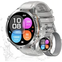 Zevelora Herren's Telefonfunktion 3 ATM Wasserdicht Fitness-Tracker Smartwatch (1.73 Zoll, Android/iOS), Luxuriöse Fitnessuhr mit Gesundheitsfunktionen & über 100 Sportmodi grau