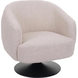 Mendler Lounge-Sessel HWC-J76, Cocktailsessel Sessel drehbar, Bouclé Stoff Metall ~ creme-beige