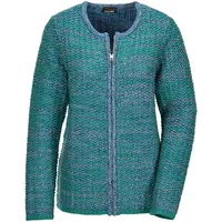 GOLDNER Strickjacke Strukturjacke mit Rollband Blau 48