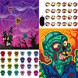 JOYIN 2 Stück große Halloween-Pin The Eyeball on Zombie und Pin The Spiders on The Web Partyspiele in 2 Designs mit 2 Postern, 24 Augäpfel, 24 Spinnen lustiges Kindergeschenk Halloween-Partyzubehör