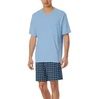 SCHIESSER Comfort Essentials V-Neck Short Pyjamas Marine/Blau Baumwolle 52