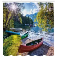 ABAKUHAUS Duschvorhang Landschaft Bohinjsee 175 x 200 cm blau