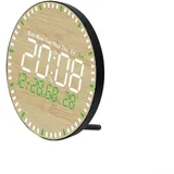 CNANRNANC Digitale Wanduhr aus Holz, große 10,5 Zoll LED-Anzeige mit Uhrzeit, Datum, Temperatur, Luftfeuchtigkeit, Fernbedienung für Wohnzimmer, Büro, Schule