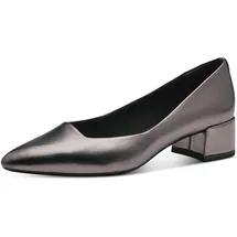 TAMARIS Damen Pumps Leder Blockabsatz bequem; Pewter, EU 37