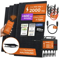 Solarway® Balkonkraftwerk 2000W komplett Steckdose - neuester 2000W Wechselrichter - Solaranlage Komplettset - 500W bifaziale Solarmodule & Envertech & Zubehör