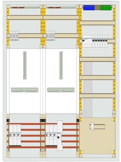 ABB Striebel&John Zählerschrank Typ 3, 1xFI, 6xLS, 2xSLS 50A