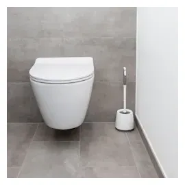 Intirilife Toilettenbürste Silikon mit Behälter in Weiß-Grau - Gr.: onesize